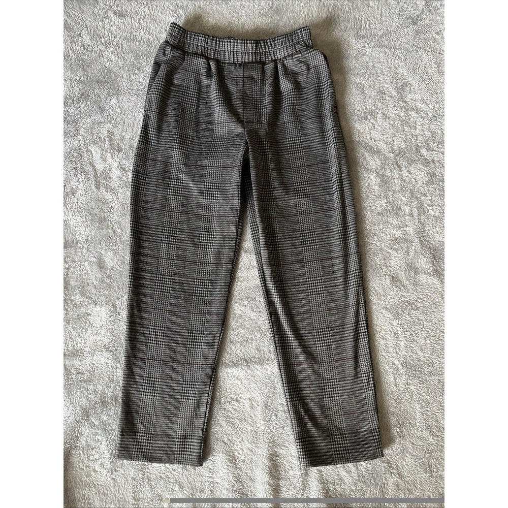 A New Day Women's Gray Plaid Elastic Waist High Rise Ankle Pants Size XS